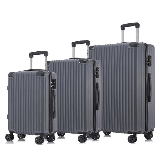yonsly Premium Reisekoffer TSA-Schloss,YKK-Reißverschluss Hartschalen-Koffer Trolley Kabinenkoffer Rollkoffer Suitcase Handgepäck 4 Rollen (M-L-XL-Set)