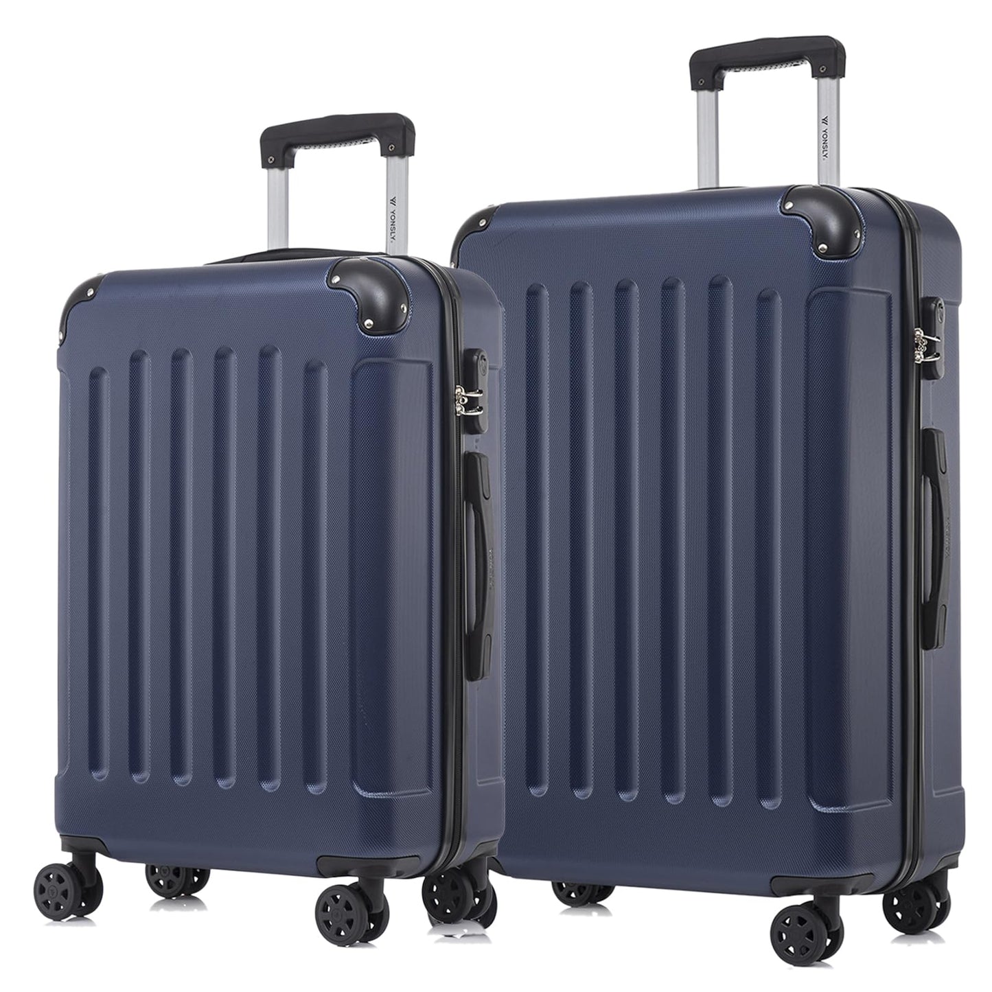 YONSLY® Suitcase Set, Trolley Travel Suitcase, Spinner Carry-on Luggage, Luggage Set with 4 360° Wheels, Hardshell Travel Suitcase, Combination Lock, Soft Rubber Handle (Set of 2, L&XL)