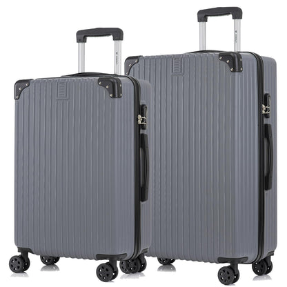 YONSLY® Trolley Travel Suitcase Set, Carry-on Rolling Suitcase, Luggage Set, Hardside Travel Suitcase with 4 360° Spinner Wheels, Combination Lock, Soft Rubber Handle (2 Piece Set, L&XL)