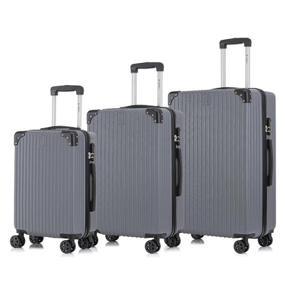 YONSLY® Trolley Luggage Set, Carry-on Suitcase, Luggage Set, Hard-shell Travel Suitcase with 4 360° Spinner Wheels, Combination Lock, Soft Rubber Handle (3-piece set, M, L & XL)