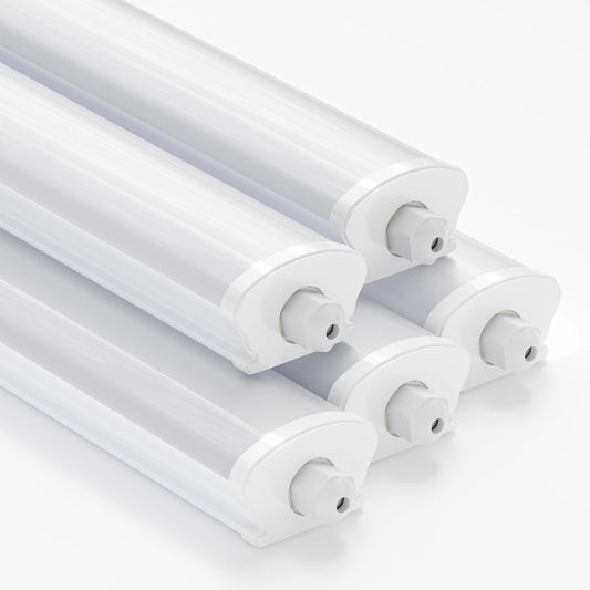 LQWELL LED Feuchtraumleuchte, LED Röhre 150x6.8x5cm IP65 Wasserfest, 45W 5050LM 6500K, Deckenleuchte Lange als Kellerleuchte, Wannenleuchte, Nassraumleuchte, Garagelampe, Werkstattlampe, 5 Stück