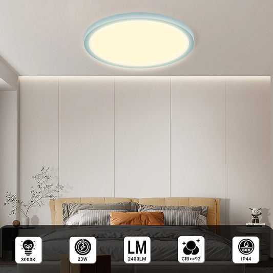 LQWELL® Ceiling Light LED Ceiling Lamp, IP44 Waterproof Bathroom Lamp Round Flat 23W 3000K 2400LM Modern Simple Lamp Thin for Living Room Bathroom Bedroom Kitchen Balcony Basement Office, 300 * 25mm