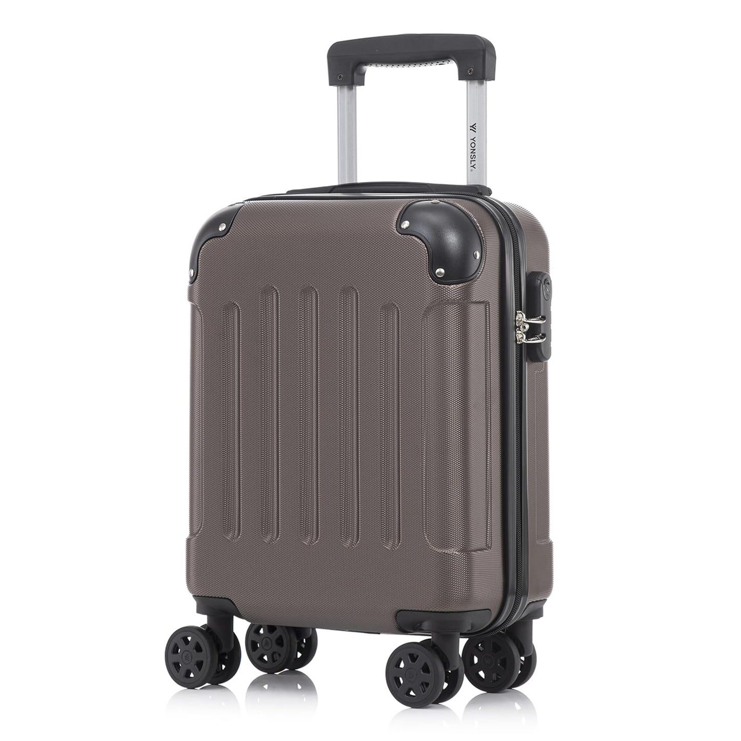 YONSLY® Suitcase, Trolley Travel Suitcase, Rolling Carry-on Luggage with 4 360° Wheels, ABS Hardshell, Security Lock, Soft Rubber Handle, 210D Lining