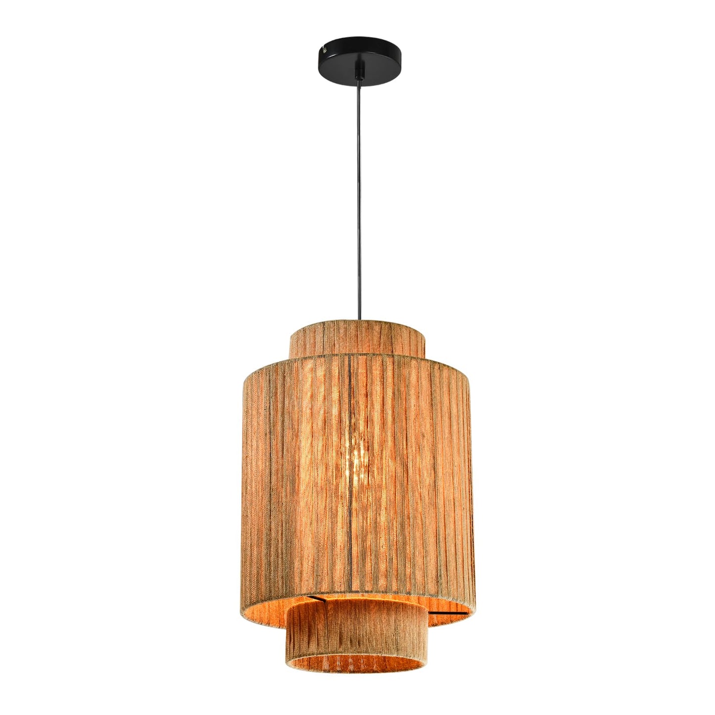 LQWELL® E27 Pendant Light Ceiling Lamp Chandelier, Retro Ceiling Light Pendant Lamp 1-Light, Linen Beige Chandelier for Living Room Bedroom Dining Room Bar Hotel Shop Studio Cafes