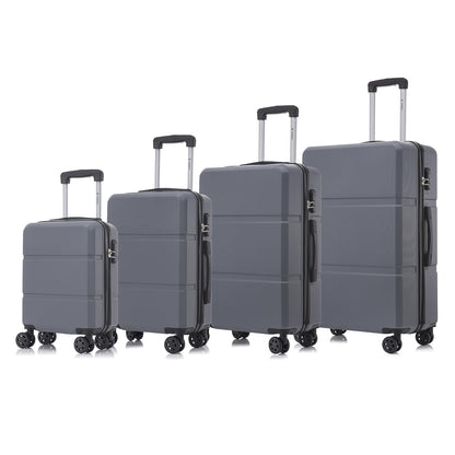 YONSLY® Trolley Suitcase Set, Carry-On Suitcase, Luggage Set with 4 360° Wheels, Hard-Shell Suitcase, Combination Lock, Soft Rubber Handle (4-Piece Set, S, M, L & XL)