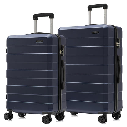 YONSLY® Trolley Suitcase Set, Carry-on Spinner Luggage, Hardshell Suitcase with 4 360° Spinner Wheels, Combination Lock, Soft Rubber Handle (Set of 2, L&XL)