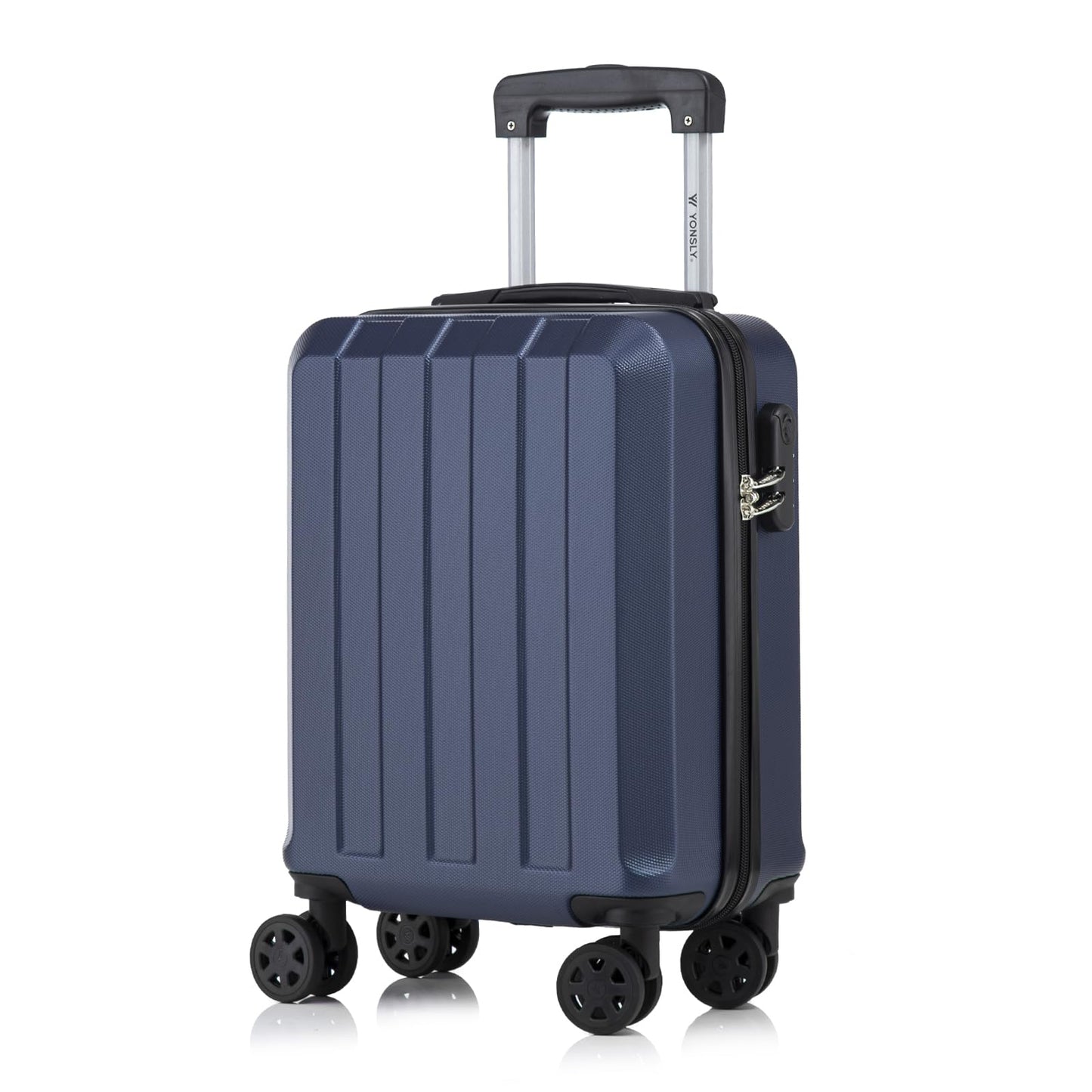 YONSLY® Trolley Suitcase, Travel Rolling Suitcase Cabin Luggage Hardside Suitcase with 4 360° Wheels, Combination Lock, Soft Rubber Handle