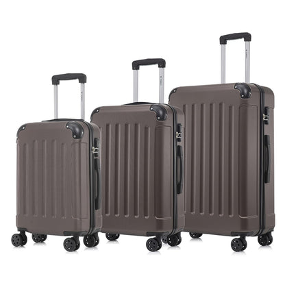 YONSLY® Suitcase Set, Trolley Travel Suitcase, Spinner Carry-on, Luggage Set with 4 360° Wheels, Hardshell Travel Suitcase, Combination Lock, Soft Rubber Handle (3 Piece Set, M,L&XL)