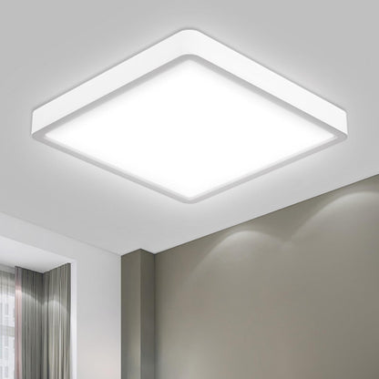 LQWELL® Deckenleuchte LED Deckenlampe, IP44 Wasserfest Badlampe Quadrat Flach 32W 6500K 3400LM Modern Schlicht Lampe Dünn für Wohnzimmer Badezimmer Schlafzimmer Küche Balkon Keller Büro, 400 * 25mm