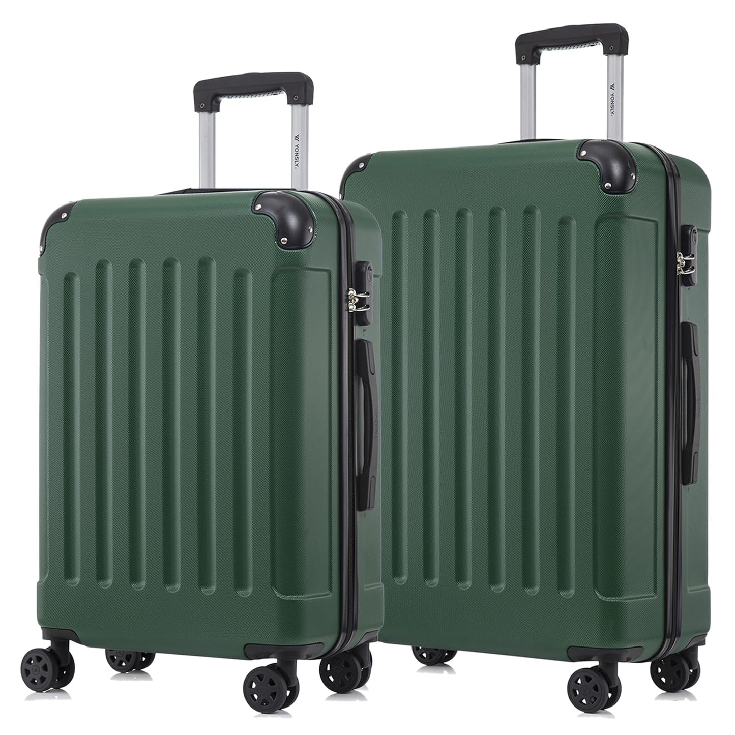 YONSLY® Suitcase Set, Trolley Travel Suitcase, Spinner Carry-on Luggage, Luggage Set with 4 360° Wheels, Hardshell Travel Suitcase, Combination Lock, Soft Rubber Handle (Set of 2, L&XL)