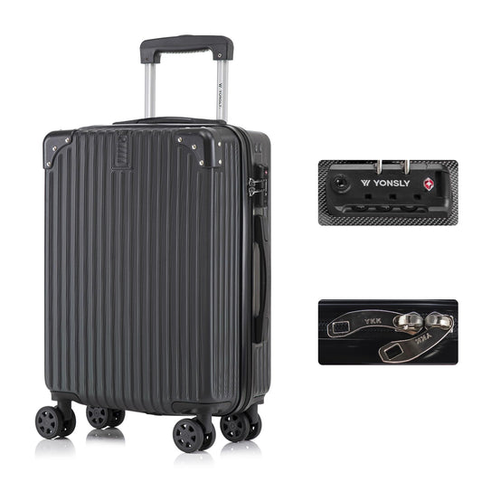 YONSLY® Premium Luggage TSA Lock, YKK Zipper Hardshell Suitcase Trolley Carry-On Luggage Spinner Suitcase 4 Wheels