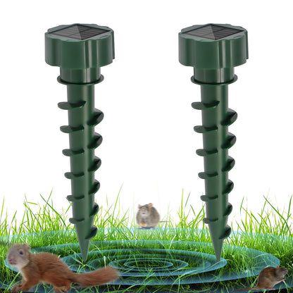 LQWELL® Solar Mole Repellent, 2 Pieces Vole Repellent, Gopher Repellent for the Garden, Ultrasonic Snake Repellent Lizard Repellent, Pest Control IP65 Waterproof for Lawn