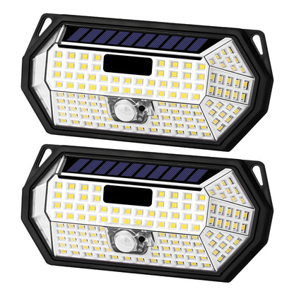 LQWELL® Solar Outdoor Lights with Motion Sensor, 300° LED Solar Lamps, Solar Wall Light, Super Bright Outdoor Light IP65 Waterproof, 3 Modes, 148 LED for Garden Terrace Garage (2 Pcs)