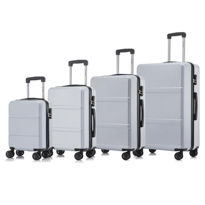YONSLY® Trolley Travel Suitcase Set, Roller Suitcase Carry-on Luggage, Hard Shell Suitcase Set with 4 360° Wheels, Combination Lock, Soft Rubber Handle (4-Piece Set, S,M,L&XL)