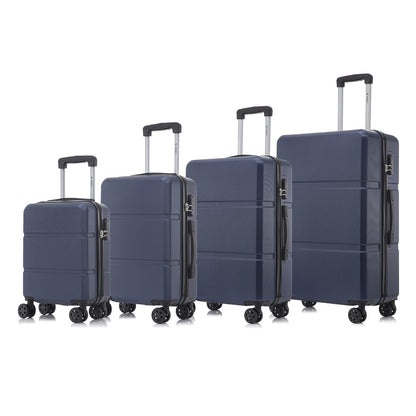 YONSLY® Trolley Suitcase Set, Carry-On Suitcase, Luggage Set with 4 360° Wheels, Hard-Shell Suitcase, Combination Lock, Soft Rubber Handle (4-Piece Set, S, M, L & XL)