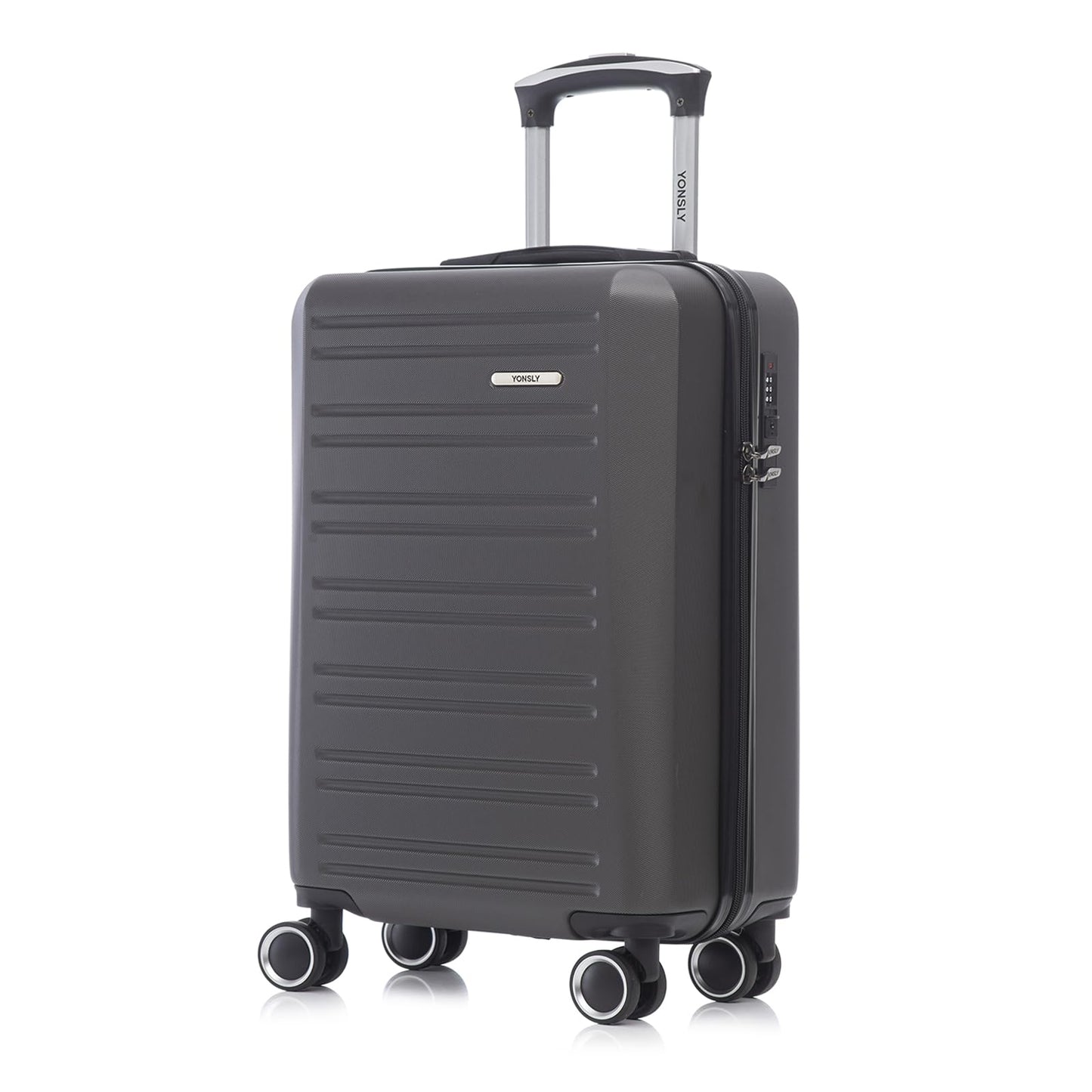 YONSLY® Koffer Suitcase, Trolley Reisekoffer, Rollkoffer Handgepäck Kabinenkoffer mit 4 Rollen 360°, Hartschalenreisekoffer, Zahlenschloss, Weicher Gummigriff