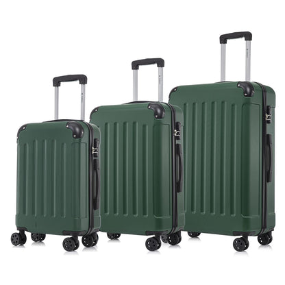 YONSLY® Suitcase Set, Trolley Travel Suitcase, Spinner Carry-on, Luggage Set with 4 360° Wheels, Hardshell Travel Suitcase, Combination Lock, Soft Rubber Handle (3 Piece Set, M,L&XL)
