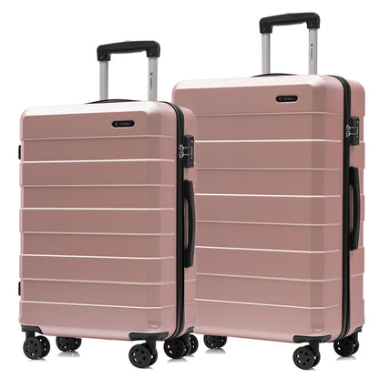 YONSLY® Trolley Suitcase Set, Carry-on Spinner Luggage, Hardshell Suitcase with 4 360° Spinner Wheels, Combination Lock, Soft Rubber Handle (Set of 2, L&XL)