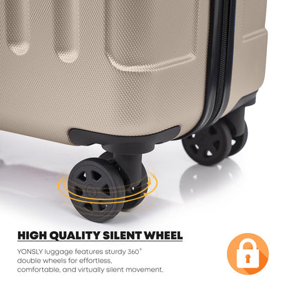 YONSLY® Suitcase, Trolley Travel Suitcase, Rolling Suitcase Carry-On with 4 x 360° Wheels, Hard-Shell Travel Suitcase, Combination Lock, Soft Rubber Handle