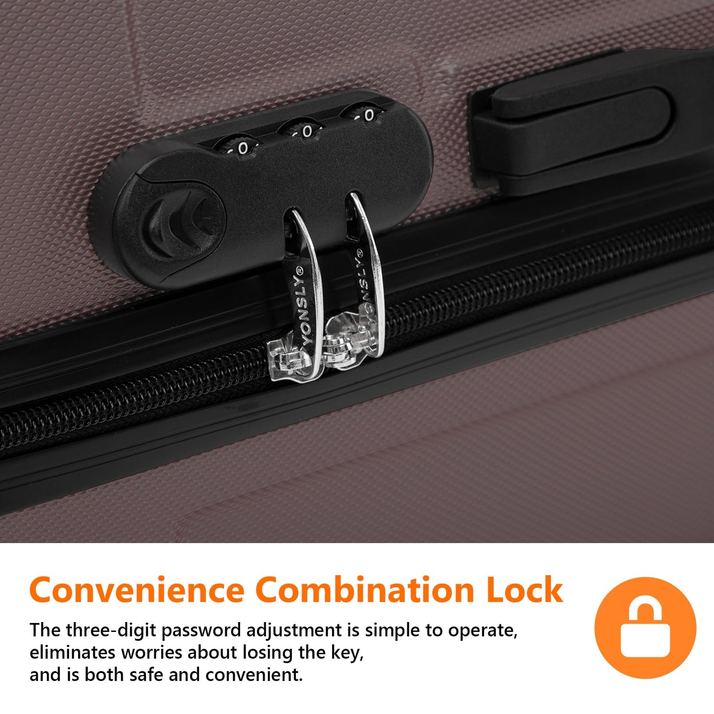 YONSLY® Luggage Set Suitcase, Travel Suitcase, Trolley Case Carry-On, Hardshell Travel Suitcase with 360° Spinner Wheels, Combination Lock, Multi-Stage Telescopic Handle (M-L-XL-Set)