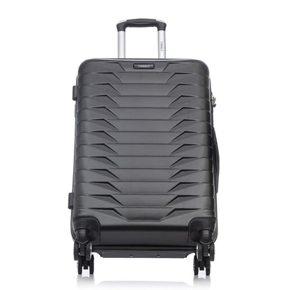 YONSLY® Reisekoffer Trolley Rollkoffer Handgepäck Travel Set, Kofferset, Gepäckset, Koffer Suitcase Hartschalenreisekoffer mit 4 Rollen 360°, Zahlenschloss, Weicher Gummigriff (3er Set,M,L&XL,Schwarz)