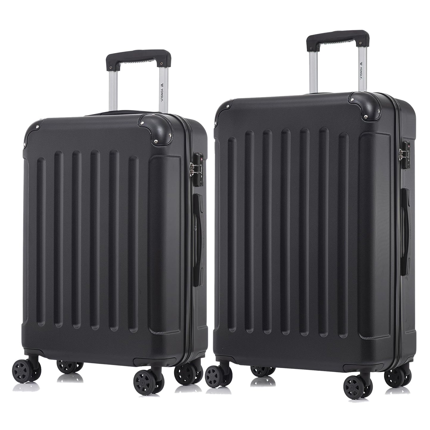 YONSLY® Premium Travel Suitcase TSA Lock, YKK Zipper Hardshell Suitcase Trolley Cabin Suitcase Rolling Suitcase Hand Luggage 4 Wheels (L-XL-Set)
