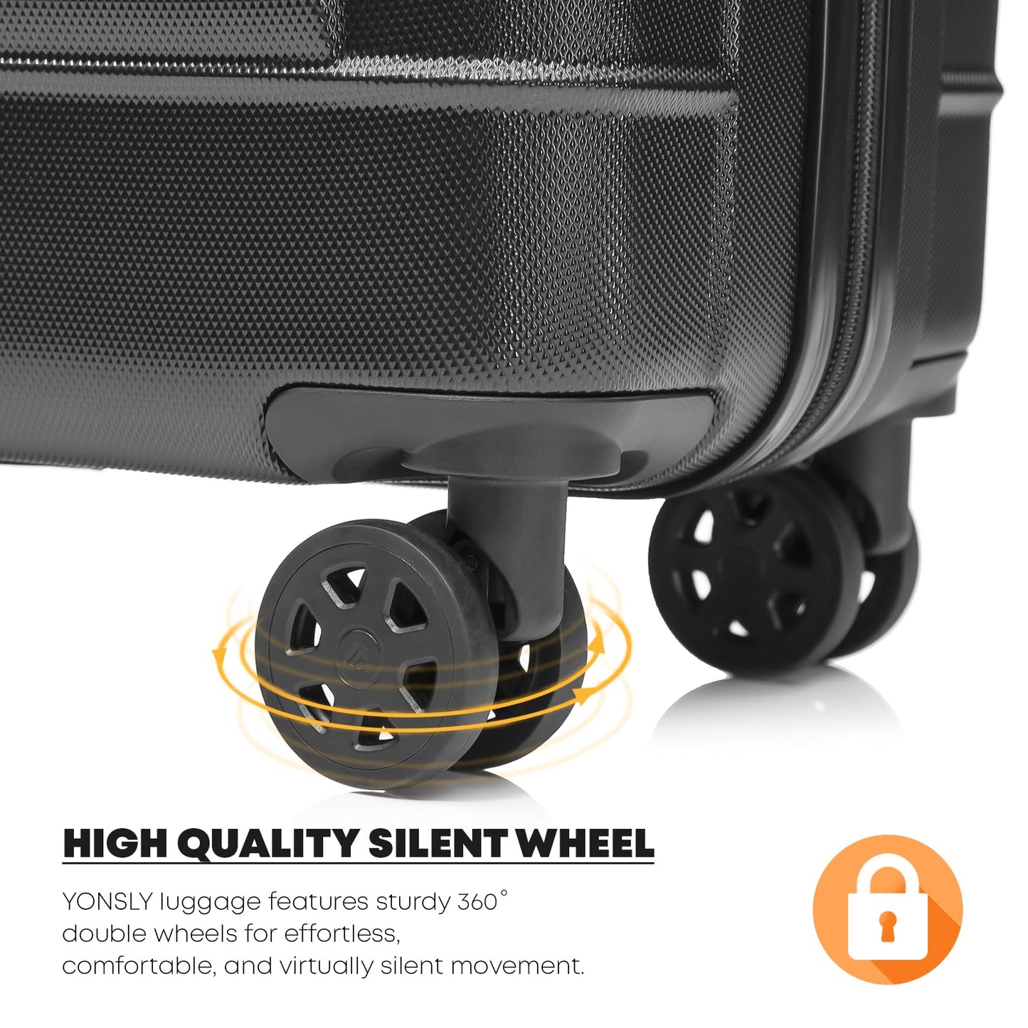 YONSLY® Premium Luggage TSA Lock, YKK Zipper Hardside Suitcase Carry-On Rolling Luggage Spinner 4 Wheels