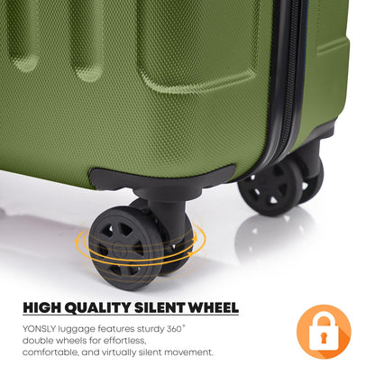 YONSLY® Suitcase Set, Trolley Suitcase, Carry-On Rolling Suitcase, Luggage Set with 360° Wheels, Hardside Luggage, Combination Lock, Soft Rubber Handle (4-Piece Set, S, M, L&XL)