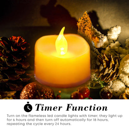 LQWELL® 12 Pcs Tealights, LED Candles Realistic Flickering Flame, Battery Operated Candle Lamp, Warm Yellow, Plastic, 3.2x3.6cm for Wedding, Party, Festival, Home Decoration