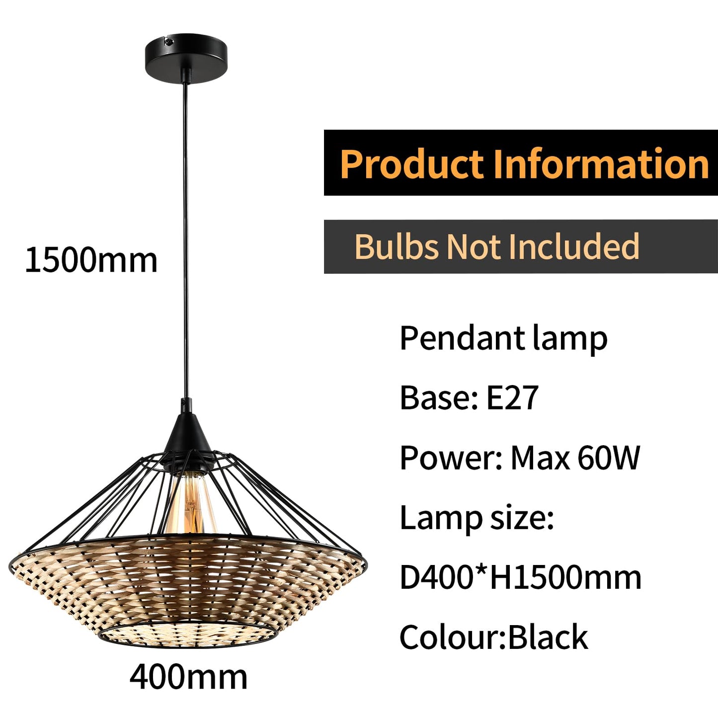 LQWELL® E27 Hanging Lamp Black, Retro Chandelier Pendant Light, Modern Height-Adjustable Vertigo Lamp for Bedroom Living Room Dining Room Cafes Restaurant Bar Counter