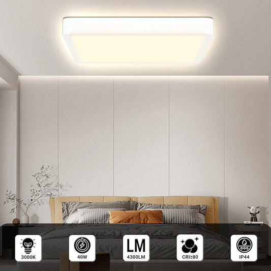LQWELL® Ceiling Light LED Ceiling Lamp, IP44 Waterproof Bathroom Lamp Square Flat 40W 3000K 4300LM Modern Simple Thin Lamp for Living Room Bathroom Bedroom Kitchen Balcony Basement Office, 500 * 25mm