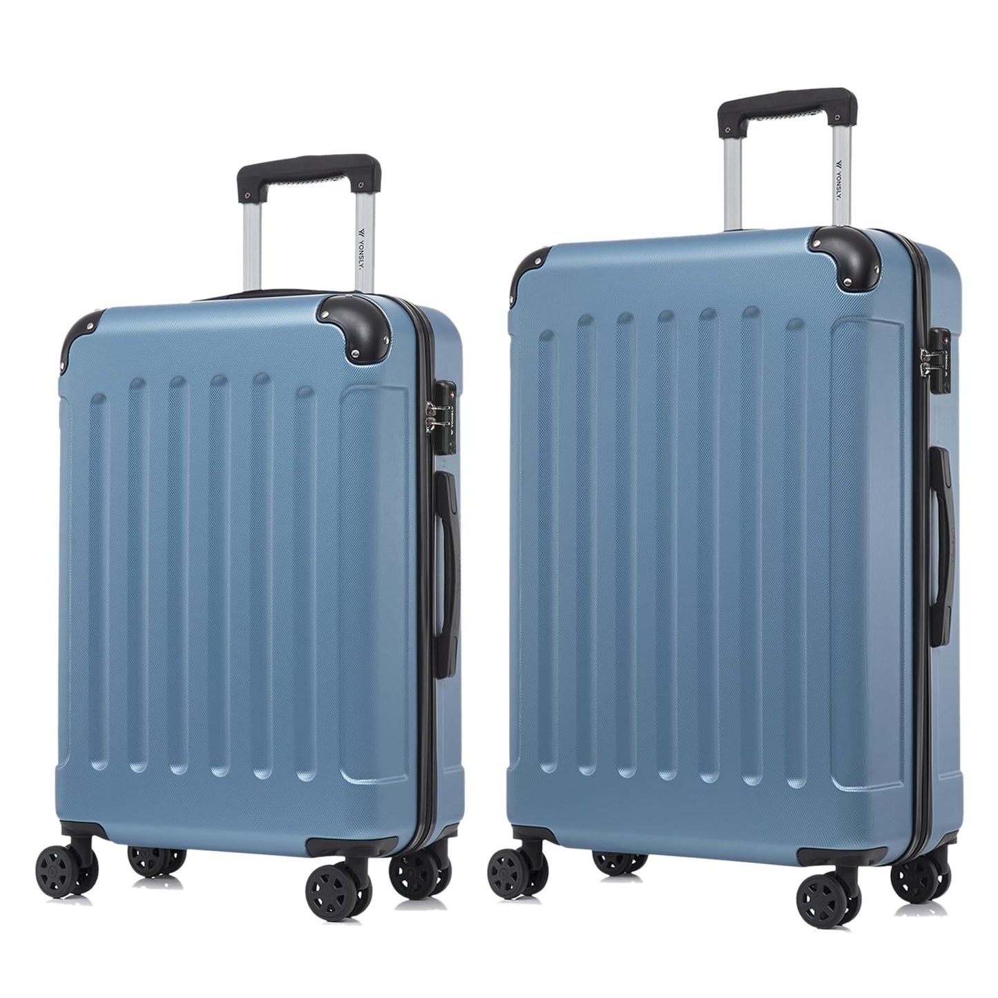 YONSLY® Premium Travel Suitcase TSA Lock, YKK Zipper Hardshell Suitcase Trolley Cabin Suitcase Rolling Suitcase Hand Luggage 4 Wheels (L-XL-Set)