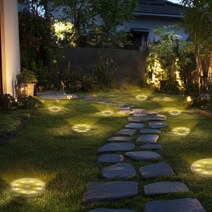 LQWELL® Solar Ground Lights, 8 Pack 8 LED Solar Lights for Outdoor Garden, Solar Garden Pathway Lights, IP65 Waterproof Warm White for Grass Paths Walkways Driveways Gardens