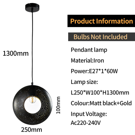 LQWELL® LED Pendant Lamp Black Round, E27 Hanging Lamp Retro Chandelier Pendant Vertigo Lamp Height Adjustable for Dining Room Cafes Studio Bar Counter Bedroom Shopping Mall Decor