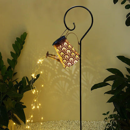 LQWELL® 2 Stück Solar Gießkanne mit Wasserfall Lichterkette Lampe für Garten Außen, Jahrgang Solar Lanterne Garten Lampe für Hof, Path Rasen, Wege, Terrasse, Yard Deko