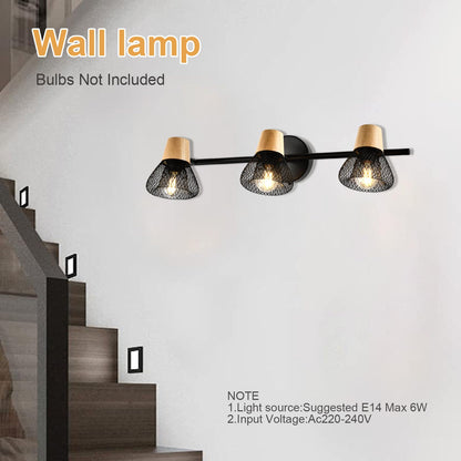 LQWELL® E14 Wall Light, LED Indoor Wall Lamp Wall Lighting Wall Spotlight in Retro Industrial Style, for Studio Bar Counter Hotel Bedroom Living Room Staircase Hallway Basement, Matte Black Metal