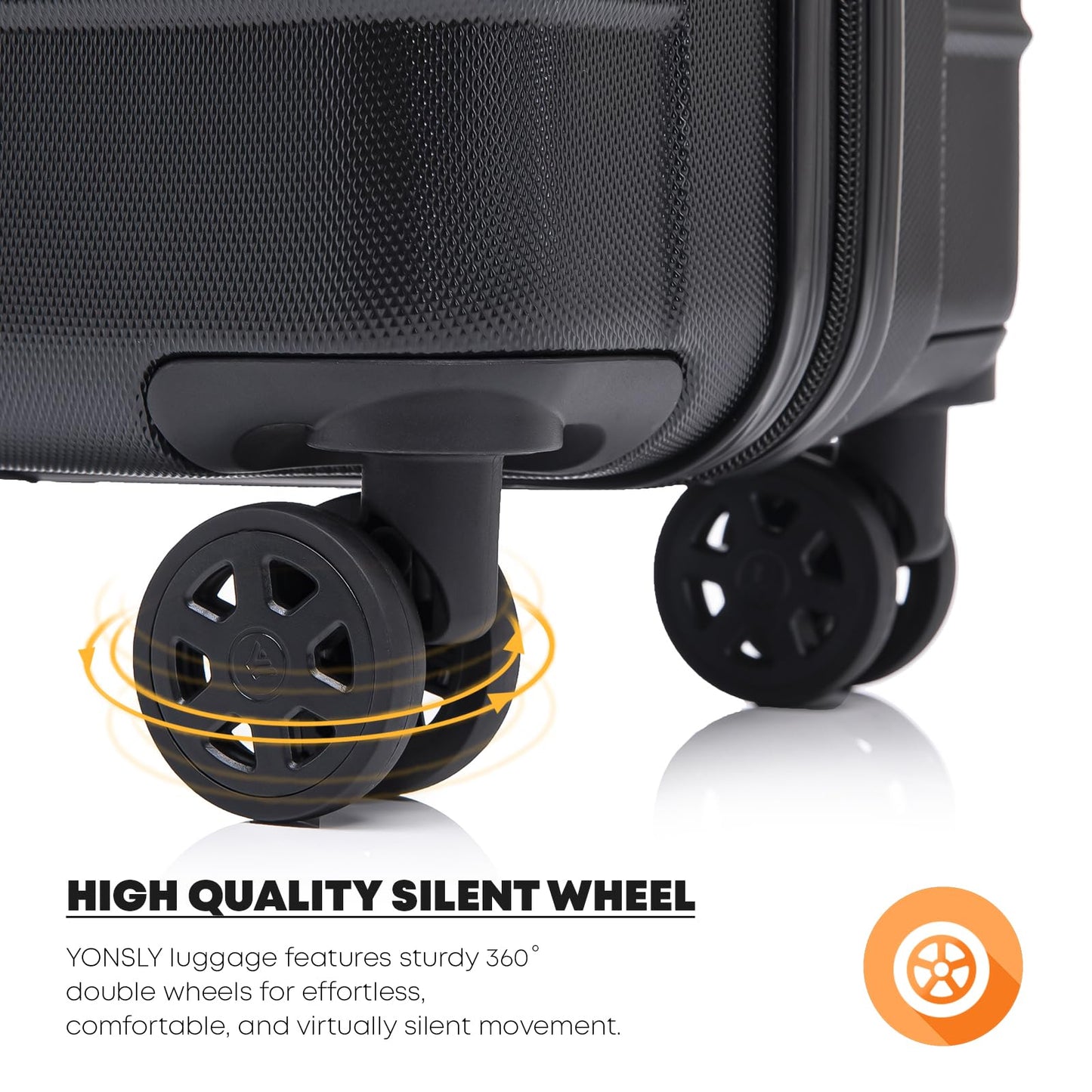 YONSLY® Suitcase, Trolley Suitcase, Cabin Luggage with 4 360° Wheels, Hardshell Suitcase, Combination Lock, Soft Rubber Handle