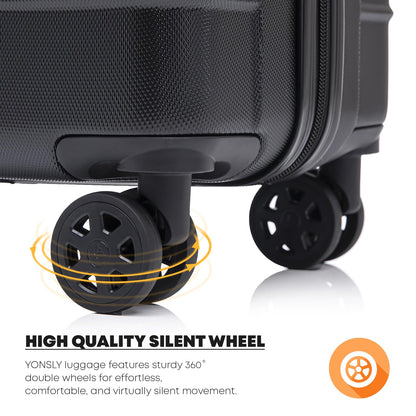 YONSLY® Suitcase, Trolley Suitcase, Cabin Luggage with 4 360° Wheels, Hardshell Suitcase, Combination Lock, Soft Rubber Handle