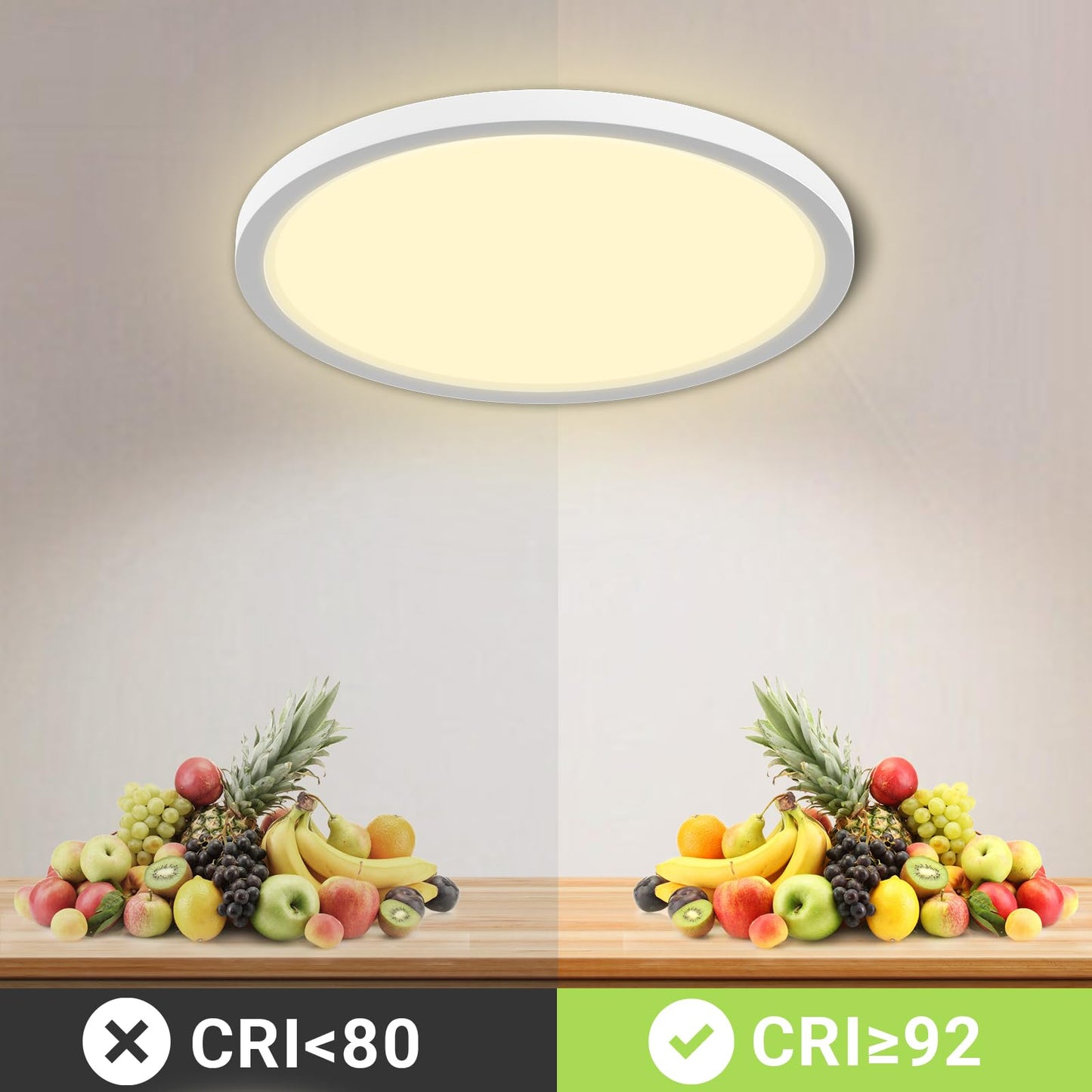 LQWELL® Ceiling Light LED Ceiling Lamp, IP44 Waterproof Bathroom Lamp Round Flat 23W 3000K 2400LM Modern Simple Lamp Thin for Living Room Bathroom Bedroom Kitchen Balcony Basement Office, 300 * 25mm