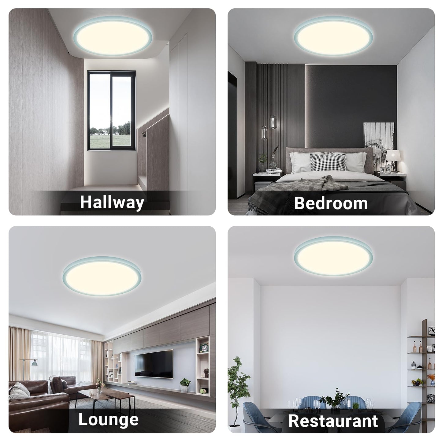 LQWELL® Ceiling Light LED Ceiling Lamp, IP44 Waterproof Bathroom Lamp Round Flat 23W 4000K 2400LM Modern Simple Lamp Thin for Living Room Bathroom Bedroom Kitchen Balcony Basement Office, 300 * 25mm