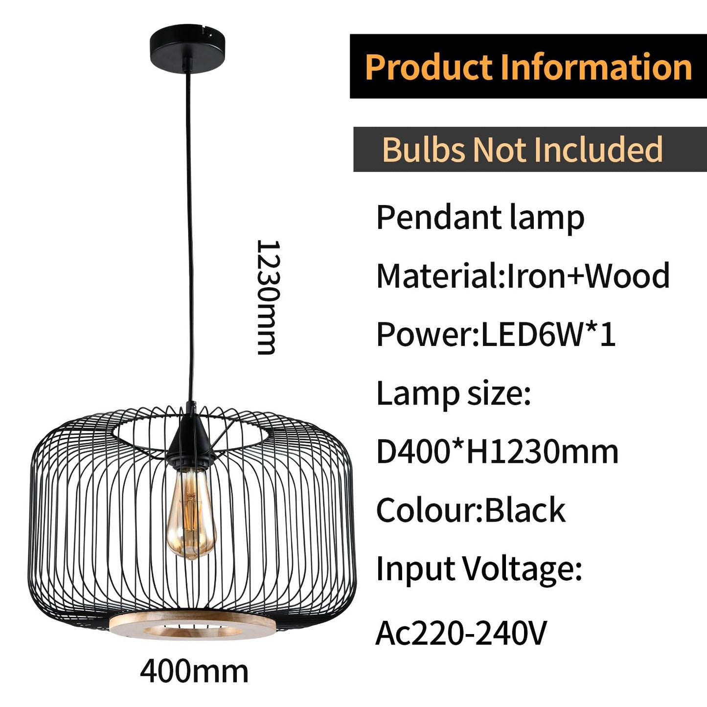 LQWELL® Pendant Lamp Black, Retro Hanging Lamp Pendant Light E27 Vertigo Lamp Height Adjustable Chandelier Max 60W for Dining Room Cafes Studio Bar Counter Bedroom Shopping Mall Decor
