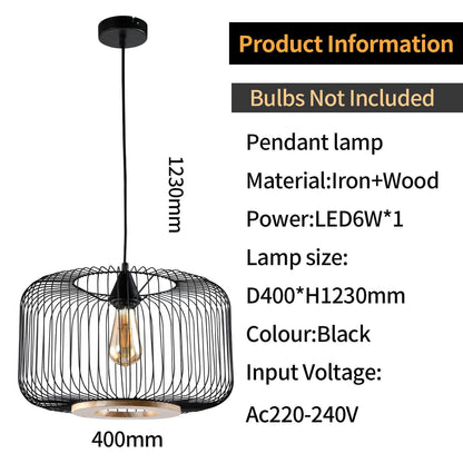 LQWELL® Pendant Lamp Black, Retro Hanging Lamp Pendant Light E27 Vertigo Lamp Height Adjustable Chandelier Max 60W for Dining Room Cafes Studio Bar Counter Bedroom Shopping Mall Decor