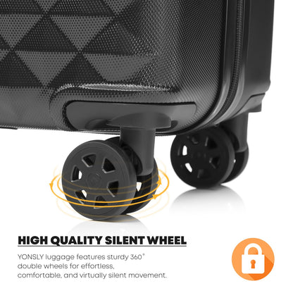 YONSLY® Premium Travel Suitcase TSA Lock, Hard-Shell Suitcase Trolley Cabin Suitcase Rolling Suitcase Hand Luggage 4 Wheels (S-M-L-XL Set)
