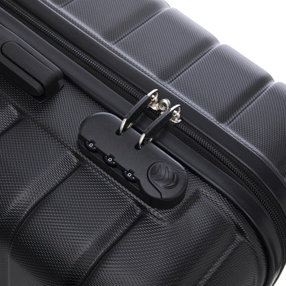 YONSLY® Reisekoffer Trolley Rollkoffer Handgepäck, Kofferset, Gepäckset, Koffer Suitcase Travel Set Hartschalenreisekoffer mit 4 Rollen 360°, Zahlenschloss, Weicher Gummigriff (3er Set,M,L&XL,Schwarz)