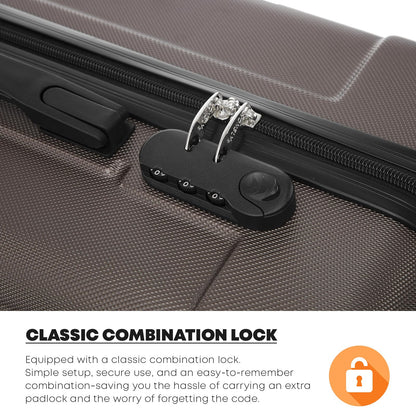 YONSLY® Suitcase Set, Trolley Travel Suitcase, Spinner Carry-on, Luggage Set with 4 360° Wheels, Hardshell Travel Suitcase, Combination Lock, Soft Rubber Handle (3 Piece Set, M,L&XL)