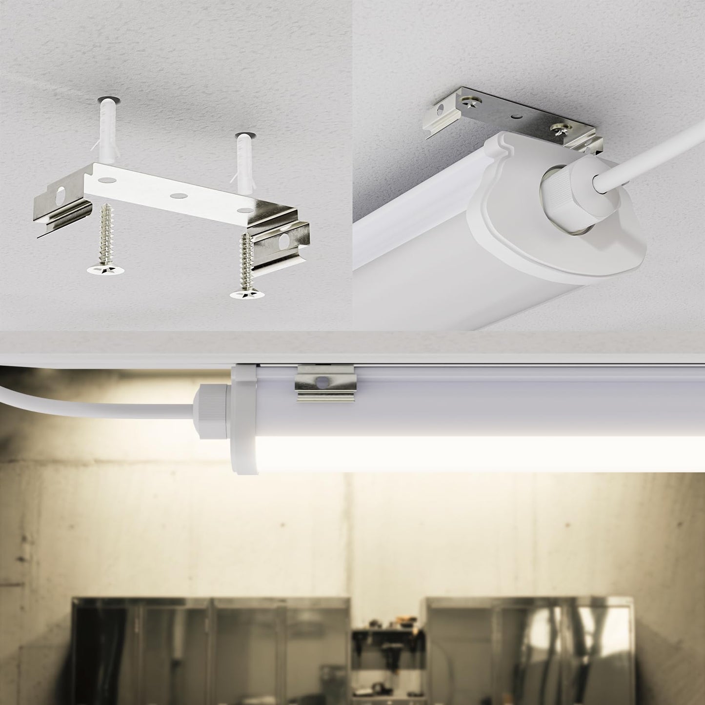 LQWELL LED Feuchtraumleuchte, LED Röhre 120x6.8x5cm IP65 Wasserfest, 36W 4050LM 4000K, Deckenleuchte Lange als Kellerleuchte, Wannenleuchte, Nassraumleuchte, Garagelampe, Werkstattlampe, 5 Stück