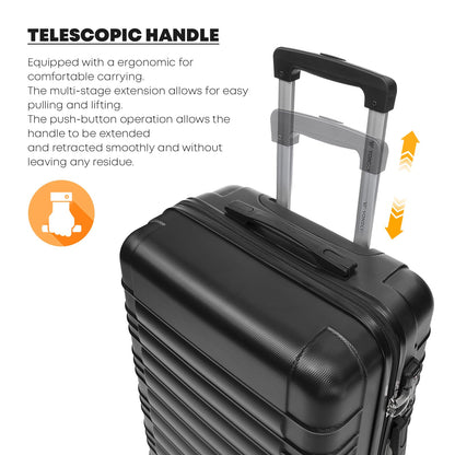 YONSLY® Premium Travel Suitcase TSA Lock, Hardshell Suitcase Trolley Cabin Luggage Roller Suitcase Hand Luggage 4 Wheels (S-M-L-XL-Set)