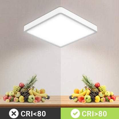 LQWELL® Deckenleuchte LED Deckenlampe, IP44 Wasserfest Badlampe Quadrat Flach 32W 6500K 3400LM Modern Schlicht Lampe Dünn für Wohnzimmer Badezimmer Schlafzimmer Küche Balkon Keller Büro, 400 * 25mm