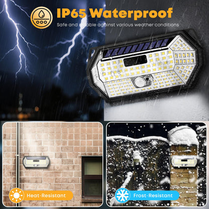 LQWELL® Solar Outdoor Lights with Motion Sensor, 300° LED Solar Lamps, Solar Wall Light, Super Bright Outdoor Light IP65 Waterproof, 3 Modes, 148 LED for Garden Terrace Garage (2 Pcs)
