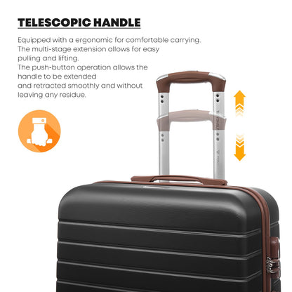 YONSLY® Travel Suitcase Trolley Rolling Luggage Carry-on Set, Cabin Suitcase, Hardshell Suitcase with 4 360° Wheels, Combination Lock, Soft Rubber Handle